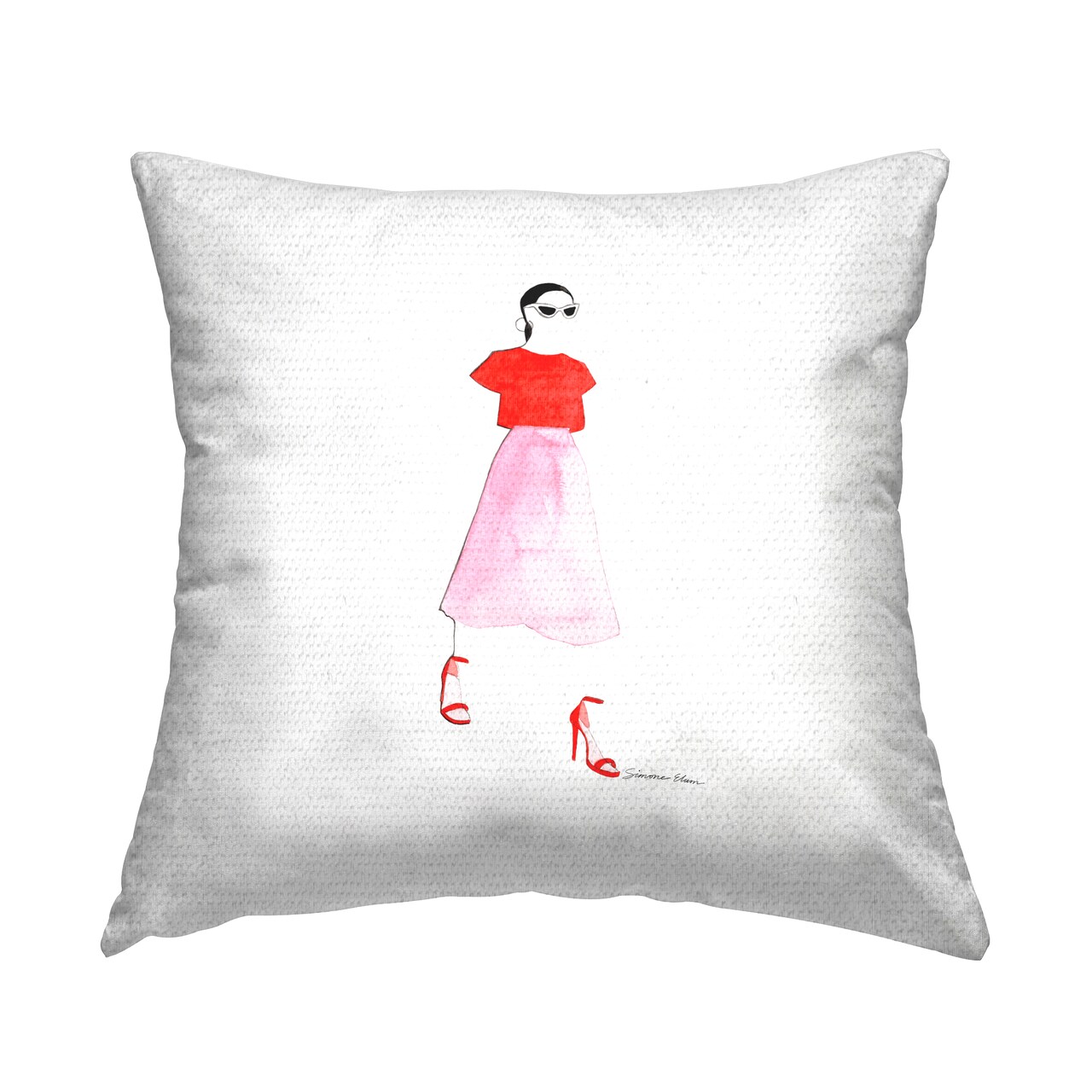 Stupell Industries Pink & Red Trendy Girl Outdoor Printed Pillow